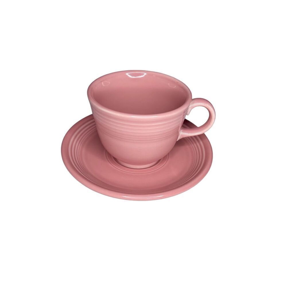 Vintage Fiestaware Rose Pink Tea Cup And Saucer